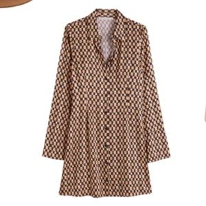 Abercrombie and Fitch patterned satin shirt dress